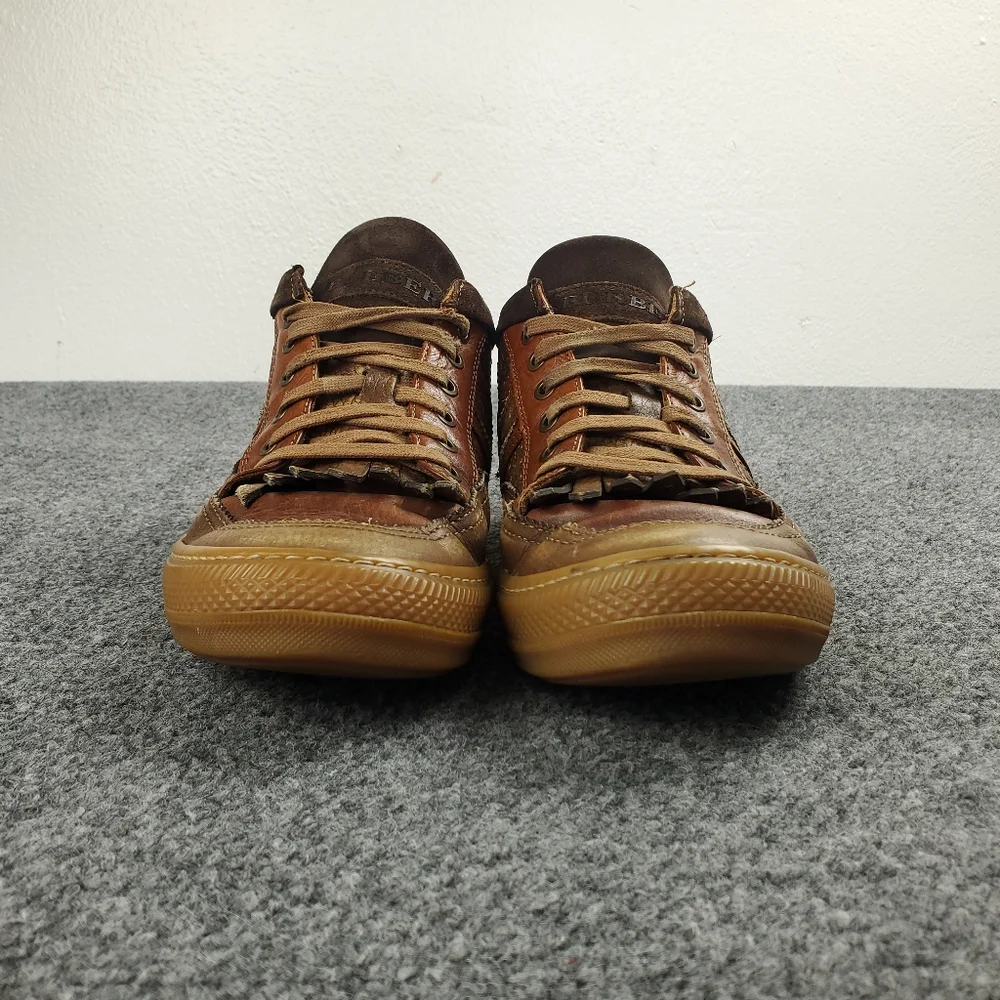 Burberry Leather Sneakers Mens 44 10.5 Cognac Brown Vintage Y2K Preppy Two Tone - Picture 3 of 16
